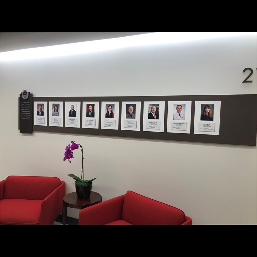 Awardees are honored in displays throughout the ACGME office space in Chicago