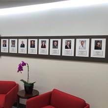 Awardees are honored in displays throughout the ACGME office space in Chicago