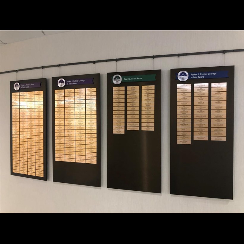 Awardees are honored in displays throughout the ACGME office space in Chicago