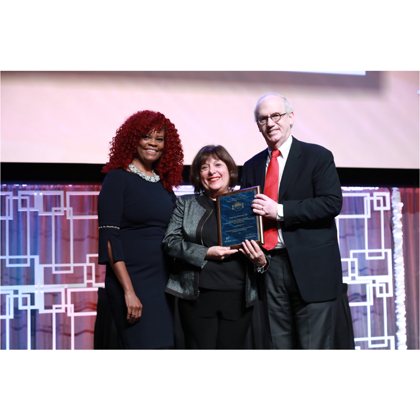 ACGME Board Chair Dr. Jeffrey P. Gold and ACGME Awards Liaison DeLonda Dowling presented Dr. Bernstein with the Gienapp Award at the 2019 ACGME Annual Educational Conference