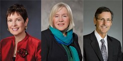 At its September 2020 annual Board meeting, the ACGME Board of Directors approved the following slate of officers (L to R): Chair Karen J. Nichols, DO, MA, MACOI, CS; Vice Chair Claudia J. Wyatt-Johnson, MA; and Treasurer H. Hunt Batjer, MD, FACS.