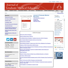 JGME.org homepage screenshot, featuring COVID-19 content
