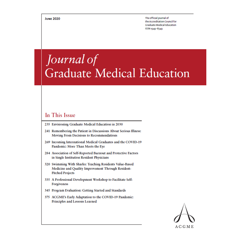 Cover of the June 2020 issue of JGME